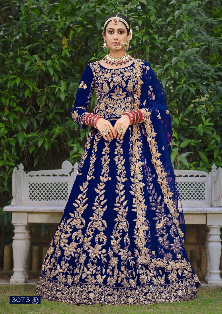 Designer Blue Velvet Lehenga Choli With 5mm Embroidery Sequence Work and  Dupatta for Women, Bridesmaid Outfit, Wedding Guest Outfit - Etsy